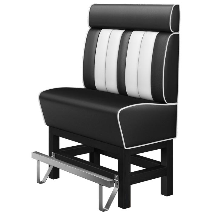 AMERICAN 1 | Hög diner soffa | B:H 100 x 158 cm | Randig | Svart | Läder