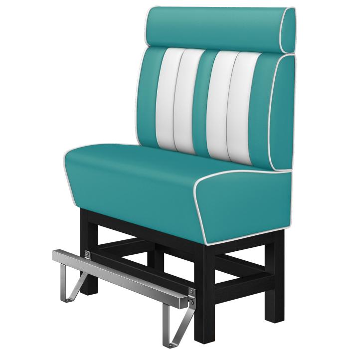 AMERICAN 1 | Hög diner soffa | B:H 100 x 158 cm | Randig | Turkos | Läder
