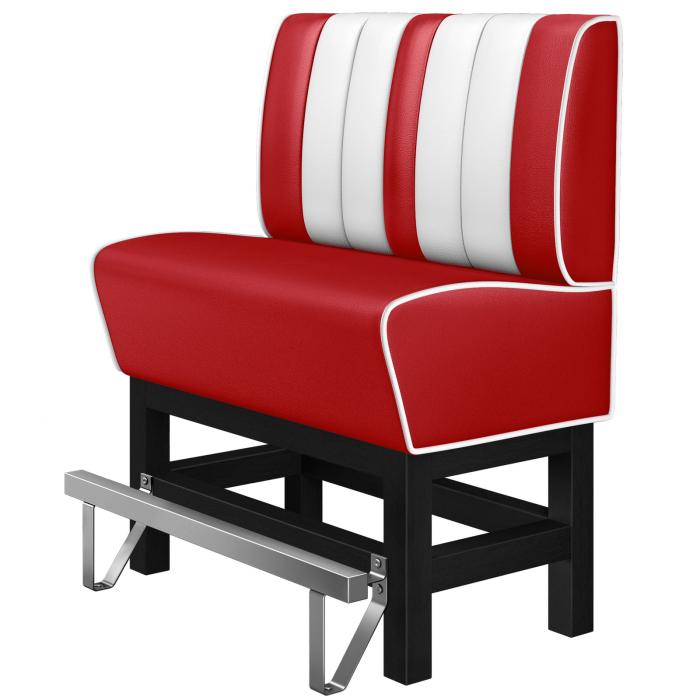 AMERICAN 1 | Hög diner soffa | B:H 100 x 133 cm | Randig | Röd | Läder