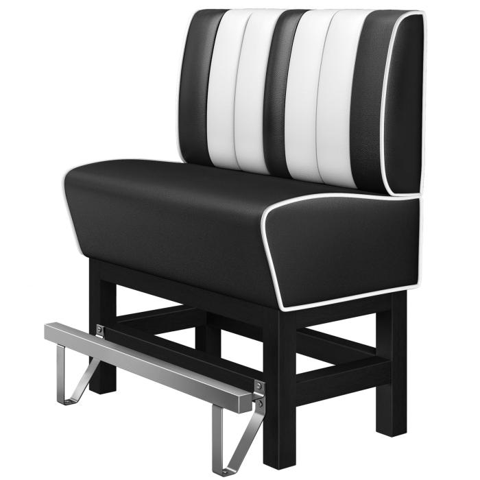 AMERICAN 1 | Hög diner soffa | B:H 100 x 133 cm | Randig | Svart | Läder