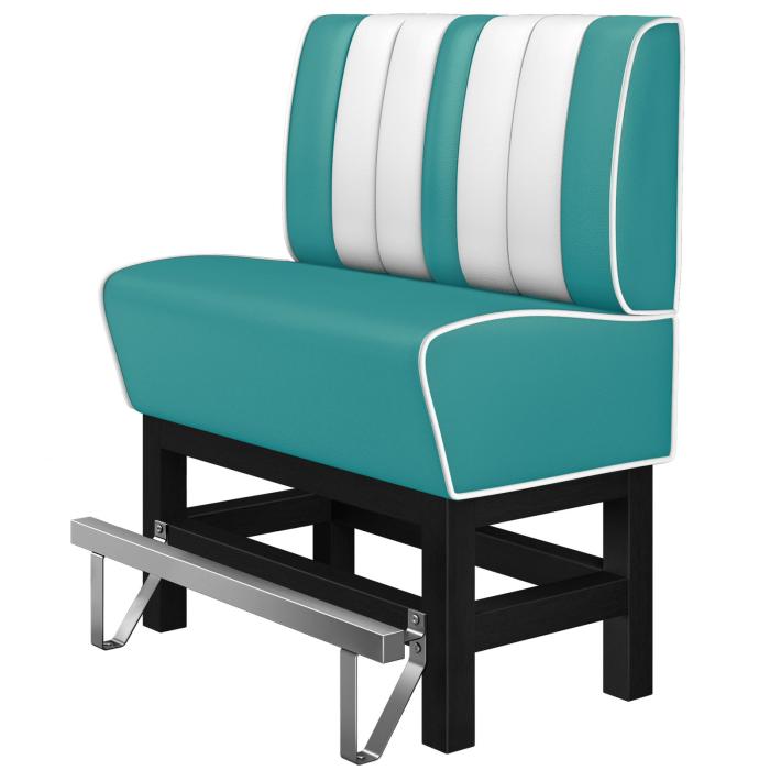 AMERICAN 1 | Hög diner soffa | B:H 100 x 133 cm | Randig | Turkos | Läder