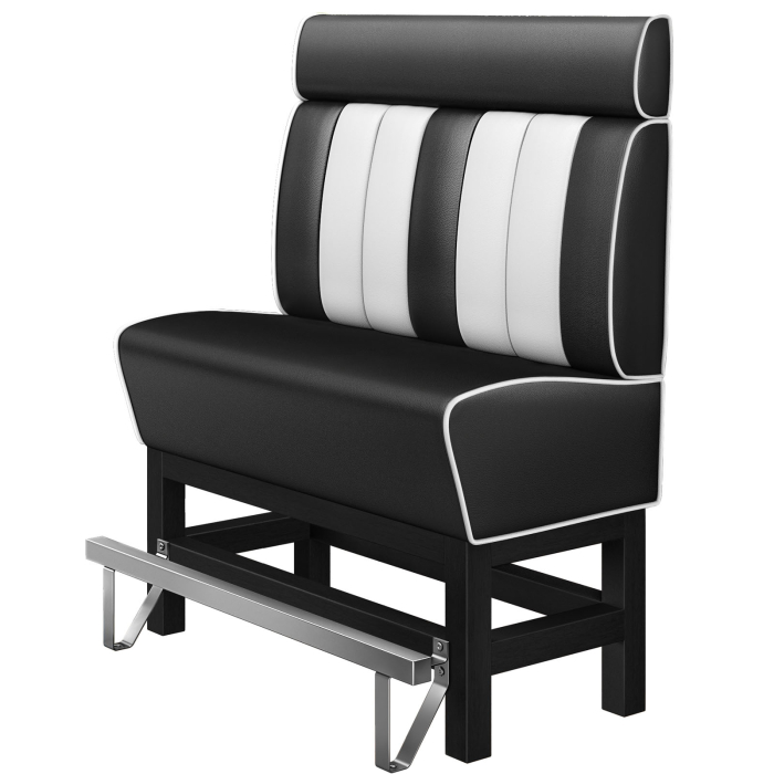 AMERICAN 1 | Hög diner soffa | B:H 120 x 158 cm | Randig | Svart | Läder