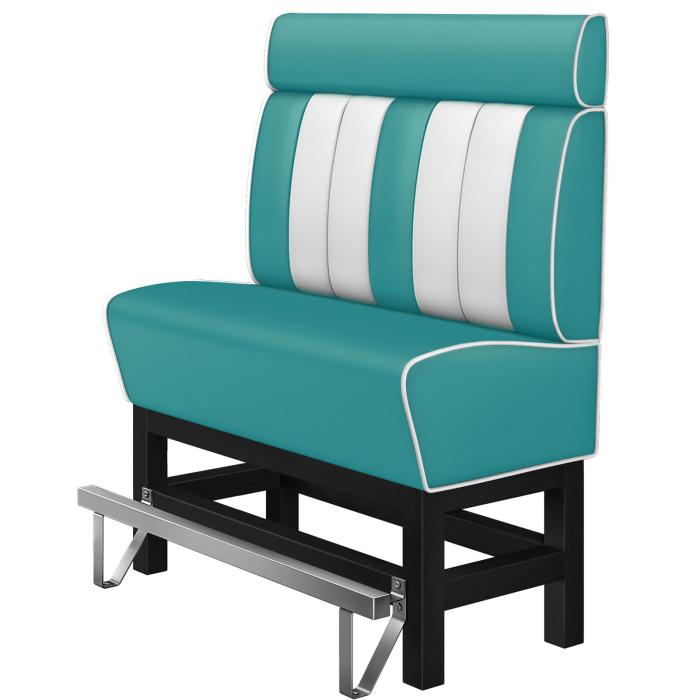 AMERICAN 1 | Hög diner soffa | B:H 120 x 158 cm | Randig | Turkos | Läder