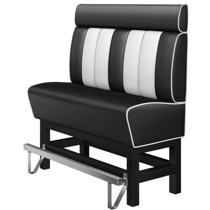 AMERICAN 1 | Hög diner soffa | B:H 140 x 158 cm | Randig | Svart | Läder