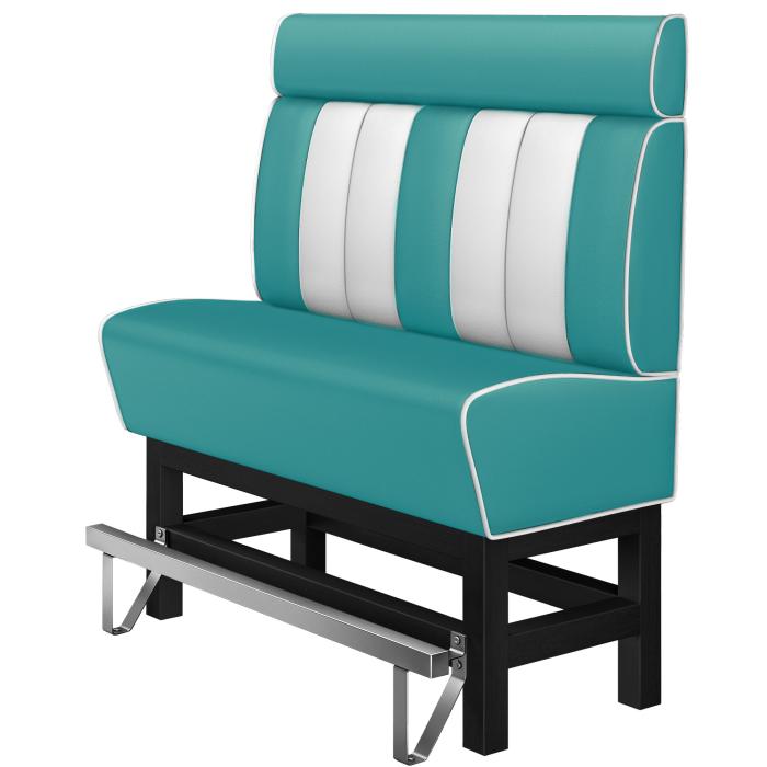 AMERICAN 1 | Hög diner soffa | B:H 140 x 158 cm | Randig | Turkos | Läder