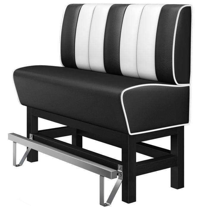 AMERICAN 1 | Høy restaurantsofa i diner stil | B: H 140 x 133 cm | Stripete | Svart | lær