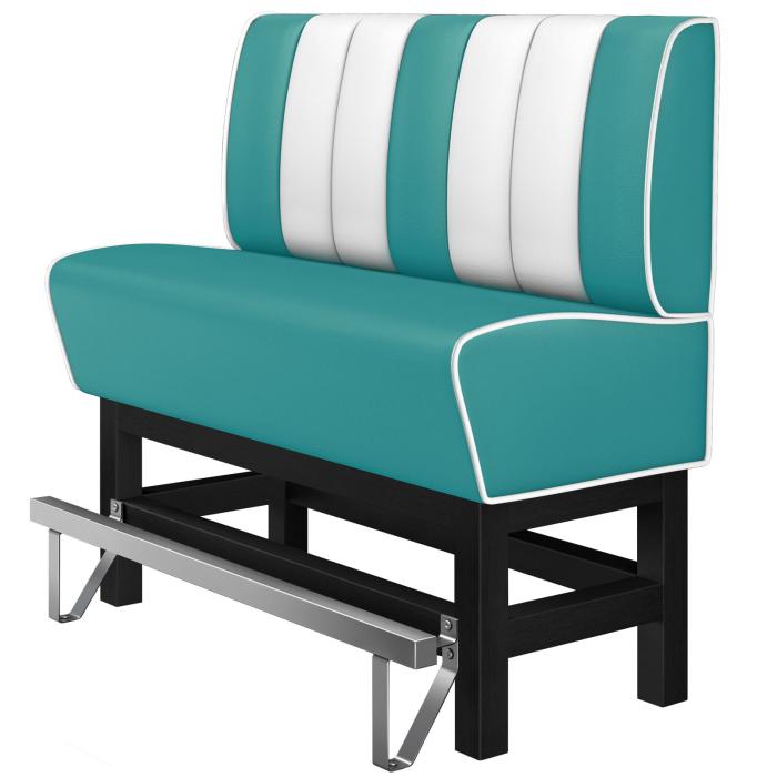 AMERICAN 1 | Høy restaurantsofa i diner stil | B: H 140 x 133 cm | Stripete | Turkis | lær
