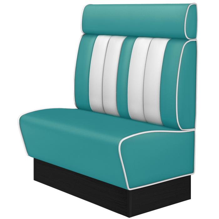 AMERICAN 2 | Restaurantsofa i diner stil | B: H 100 x 128 cm | Stripete | Turkis | lær