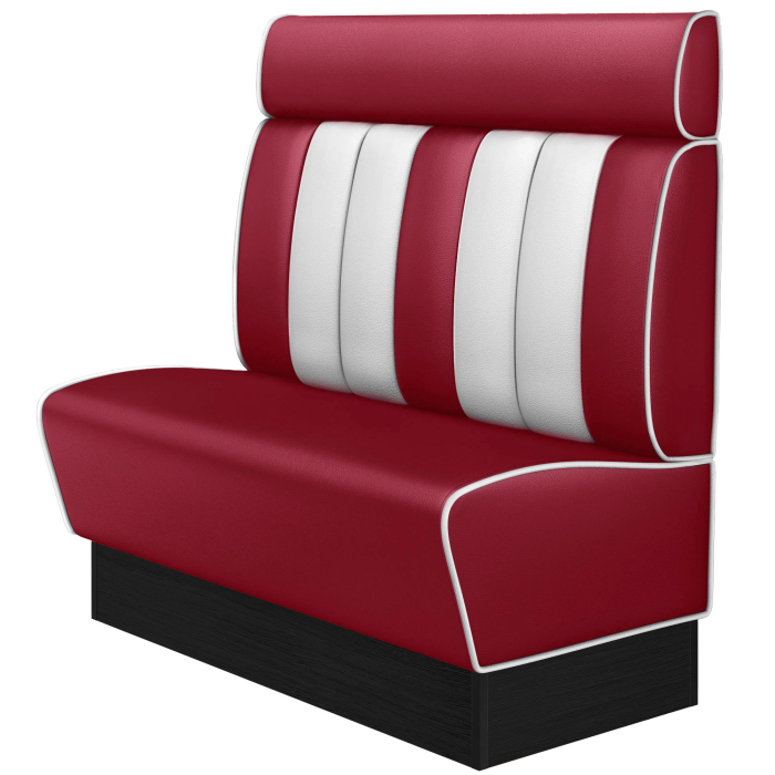 AMERICAN 2 | American Diner Bench | W:H 120 x 128 cm | Striped | Red | Leather
