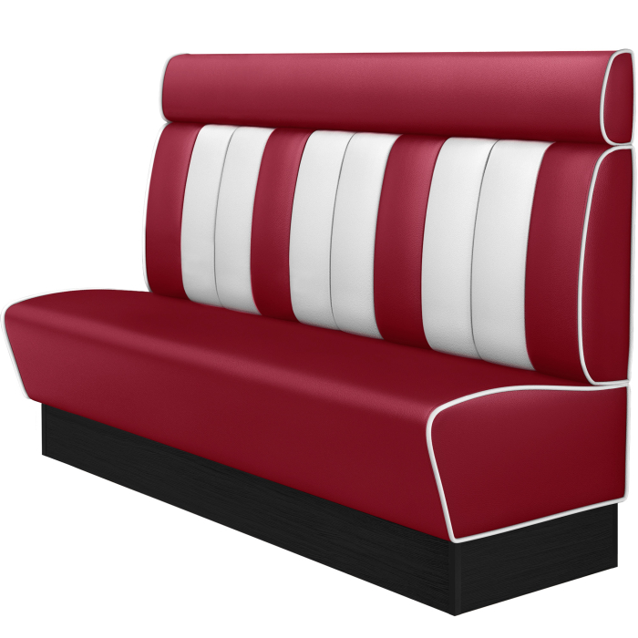AMERICAN 2 | American Diner Bench | W:H 200 x 128 cm | Striped | Red | Leather