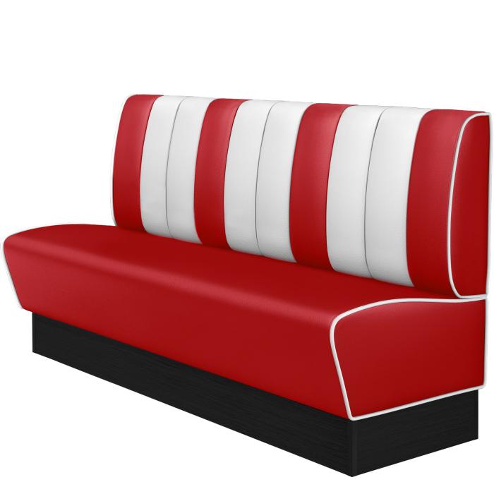 AMERICAN 2 | Restaurantsofa i diner stil | B: H 200 x 103 cm | Stripete | rød | lær