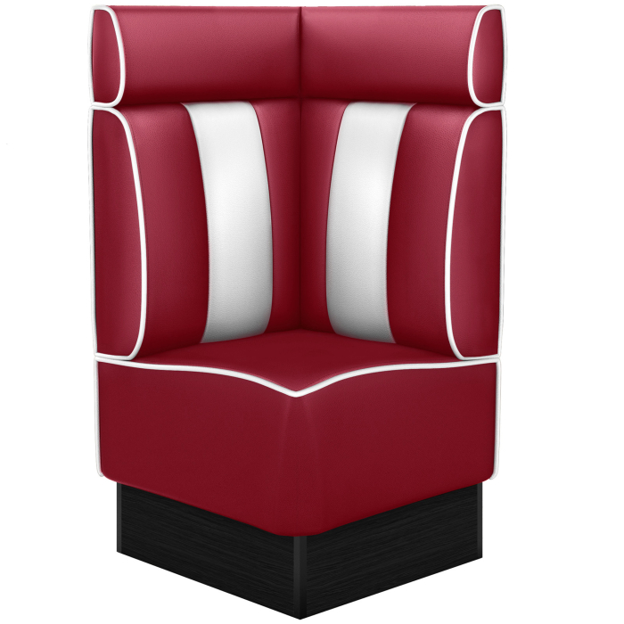 AMERICAN 2 | Panca angolare Diner Americano | L:H 64 x 128 cm | A righe | Rosso | Pelle