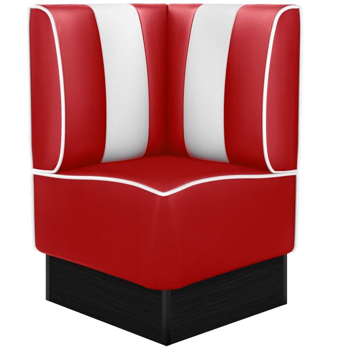AMERICAN 2 | Diner hörnsoffa | B:H 64 x 103 cm | Randig | Röd | Läder