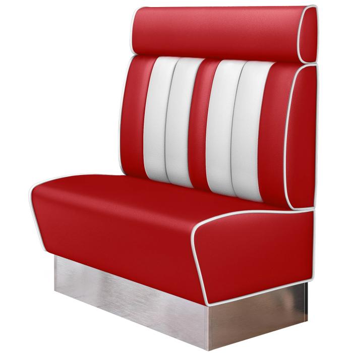 AMERICAN 3 | Restaurantsofa i diner stil | B: H 100 x 128 cm | Stripete | rød | lær