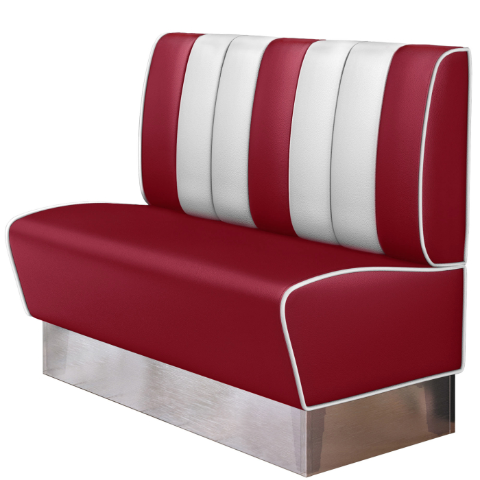 AMERICAN 3 | Restaurantsofa i diner stil | B: H 120 x 128 cm | Stripete | rød | lær