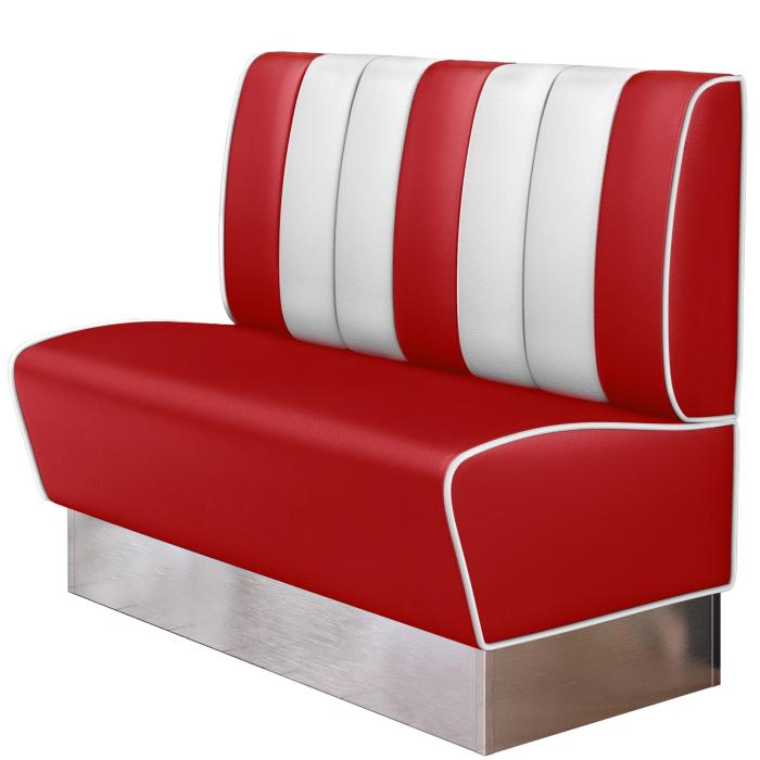 AMERICAN 3 | American Diner Bench | W:H 120 x 103 cm | Striped | Red | Leather