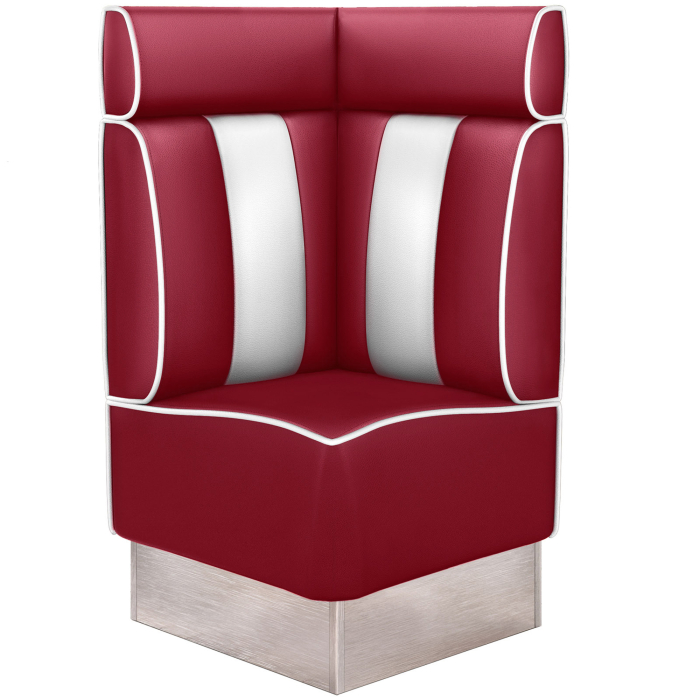 AMERICAN 3 | Diner Eckbank | B:H 64 x 128 cm | Gestreift | Rot | Leder