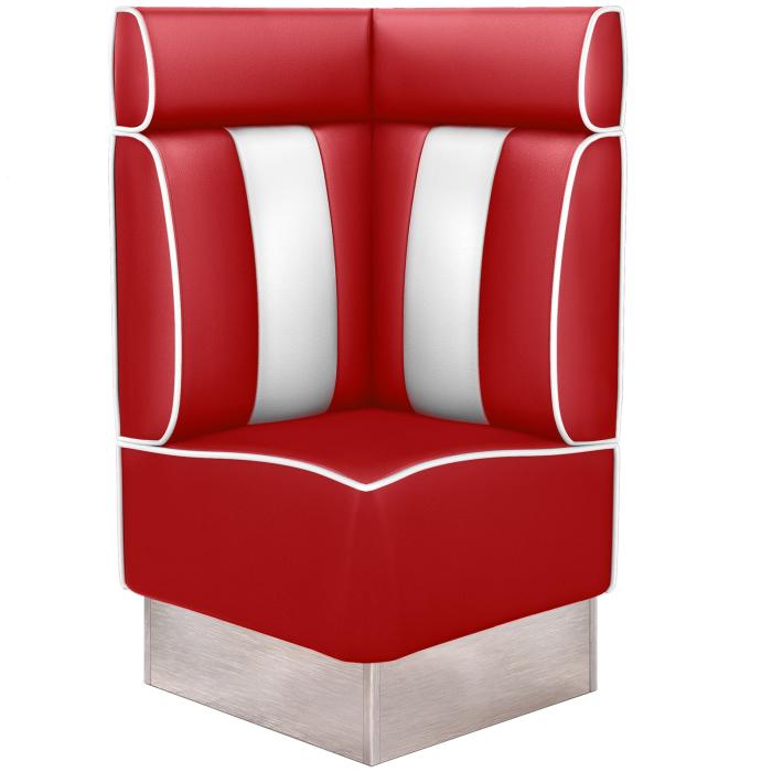 AMERICAN 3 | Diner hörnsoffa | B:H 64 x 128 cm | Randig | Röd | Läder