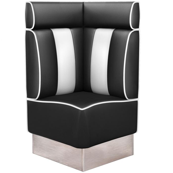 AMERICAN 3 | Diner hörnsoffa | B:H 64 x 128 cm | Randig | Svart | Läder