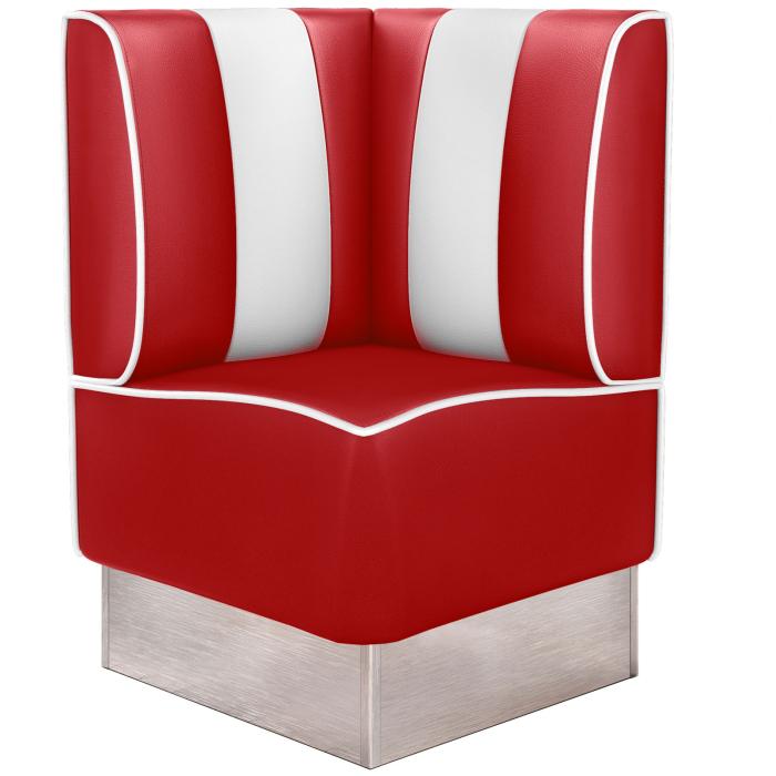 AMERICAN 3 | Diner hörnsoffa | B:H 64 x 103 cm | Randig | Röd | Läder