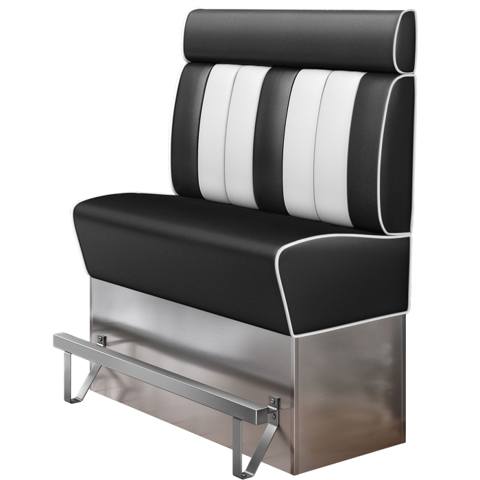 AMERICAN 3 | Diner Hochbank | B:H 120 x 158 cm | Gestreift | Schwarz | Leder
