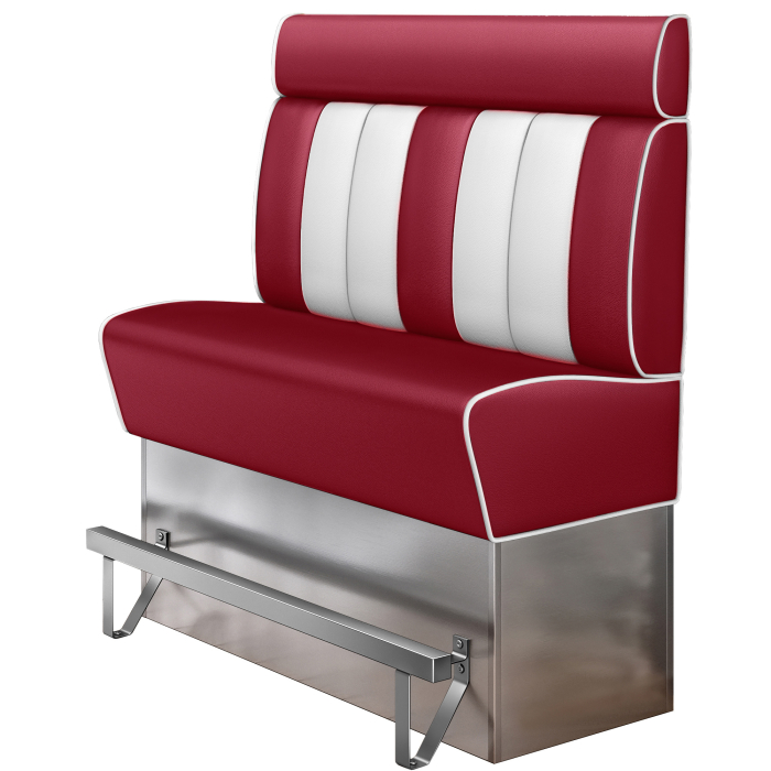 AMERICAN 3 | Høj diner sofabænk | B:H 140 x 158 cm | Stribet | Rød | Læder
