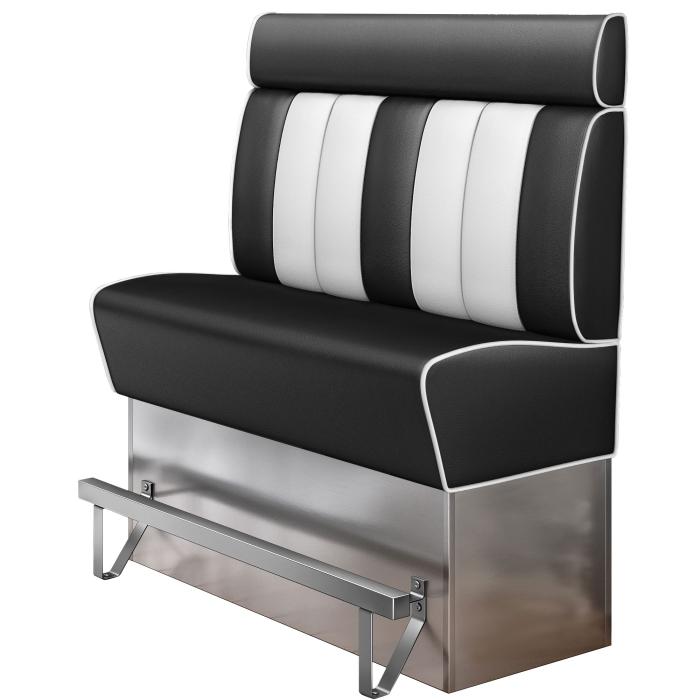 AMERICAN 3 | Hög diner soffa | B:H 140 x 158 cm | Randig | Svart | Läder