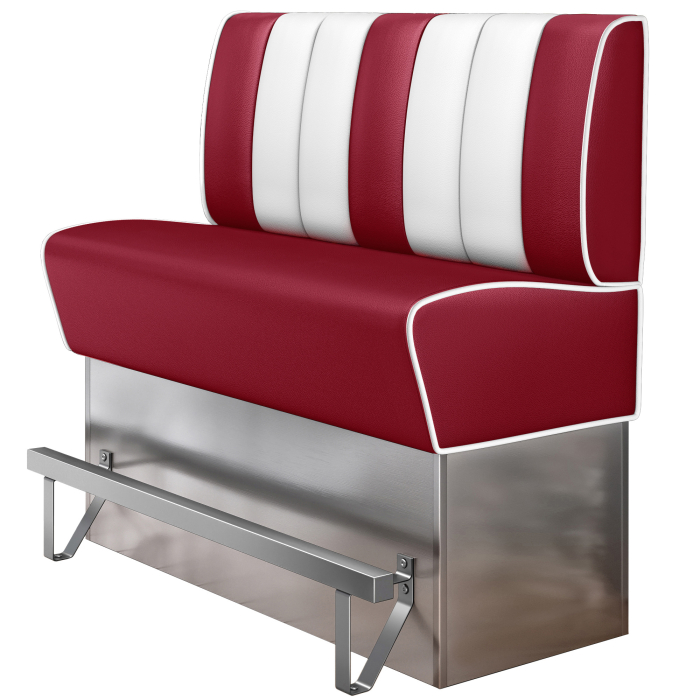 AMERICAN 3 | Banquette de dîner américain haute | L:H 160 x 133 cm | Rayé | Rouge | Cuir
