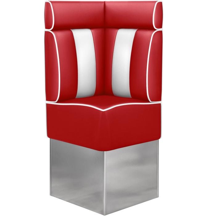 AMERICAN 3 | Diner hörnsoffa | B:H 64 x 158 cm | Randig | Röd | Läder