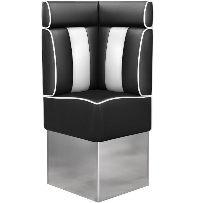 AMERICAN 3 | Diner hörnsoffa | B:H 64 x 158 cm | Randig | Svart | Läder