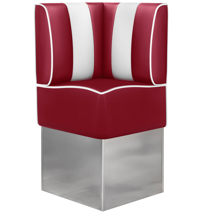 AMERICAN 3 | Diner hörnsoffa | B:H 64 x 133 cm | Randig | Röd | Läder