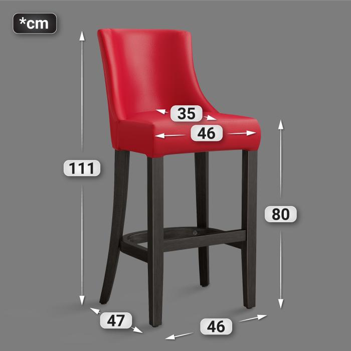 AMY | Upholstered Bar Stool | Leather | Wood | Red | with backrest AMY | Upholstered Bar Stool | Leather | Wood | Red | with backrest