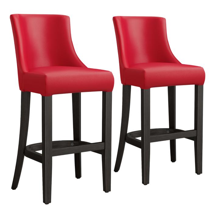 AMY | Upholstered Bar Stool | Leather | Wood | Red | with backrest AMY | Upholstered Bar Stool | Leather | Wood | Red | with backrest