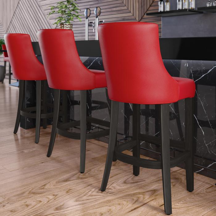 AMY | Upholstered Bar Stool | Leather | Wood | Red | with backrest AMY | Upholstered Bar Stool | Leather | Wood | Red | with backrest