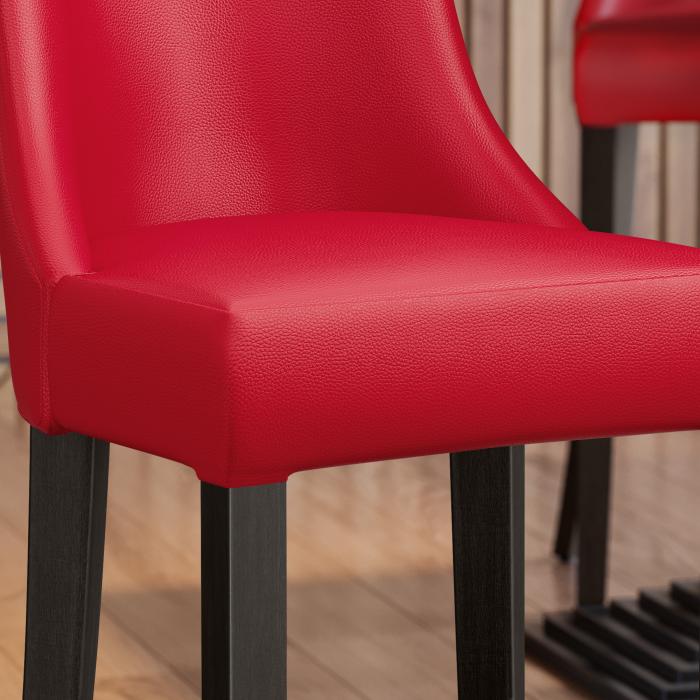 AMY | Upholstered Bar Stool | Leather | Wood | Red | with backrest AMY | Upholstered Bar Stool | Leather | Wood | Red | with backrest