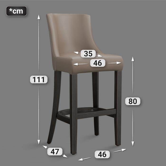 AMY | Barstol för restaurang | Läder | Trä | Taupe/Grå/Brun | Med ryggstöd AMY | Barstol för restaurang | Läder | Trä | Taupe/Grå/Brun | Med ryggstöd