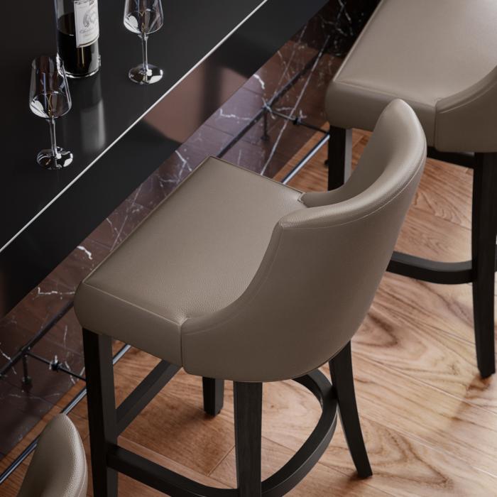 AMY | Barstol för restaurang | Läder | Trä | Taupe/Grå/Brun | Med ryggstöd AMY | Barstol för restaurang | Läder | Trä | Taupe/Grå/Brun | Med ryggstöd