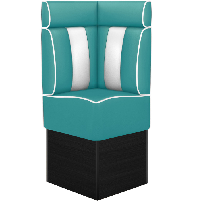 AMERICAN 2 | Banco esquinero American Diner | Ancho:Alto 64 x 158 cm | Rayas | Turquesa | Cuero