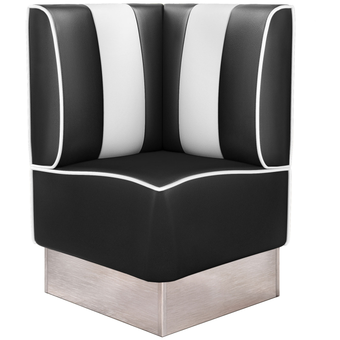 AMERICAN 3 | Diner Eckbank | B:H 64 x 103 cm | Gestreift | Schwarz | Leder