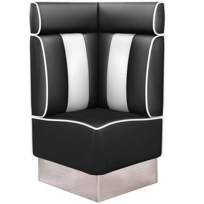 AMERICAN 3 | Diner Eckbank | B:H 64 x 128 cm | Gestreift | Schwarz | Leder