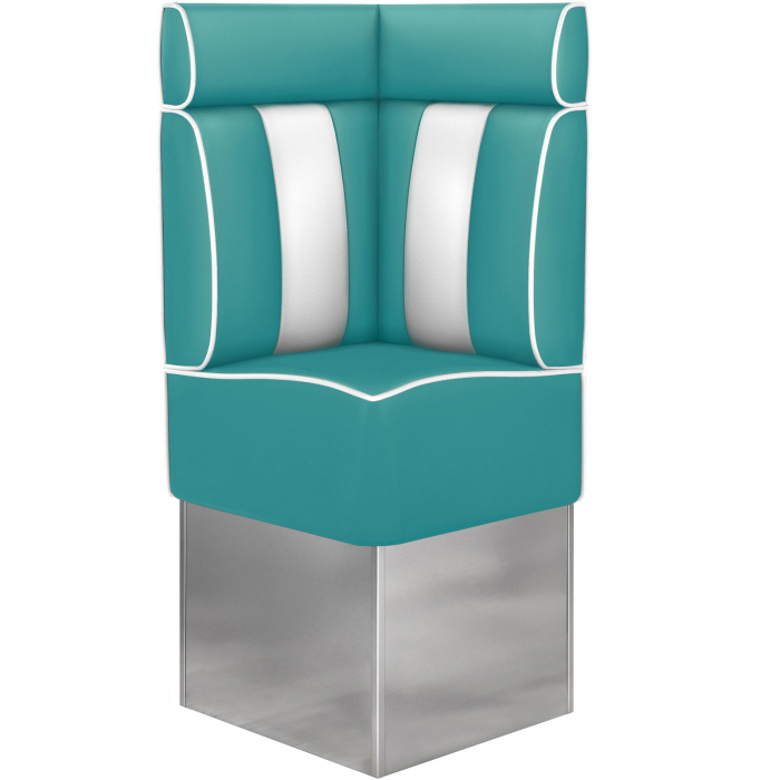 AMERICAN 3 | Diner Hoekbank | B:H 64 x 158 cm | Gestreept | Turquoise | Leer