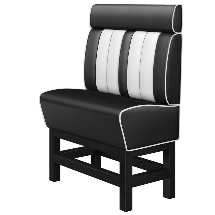 AMERICAN 1 | Hög diner soffa | B:H 100 x 158 cm | Randig | Svart | Läder