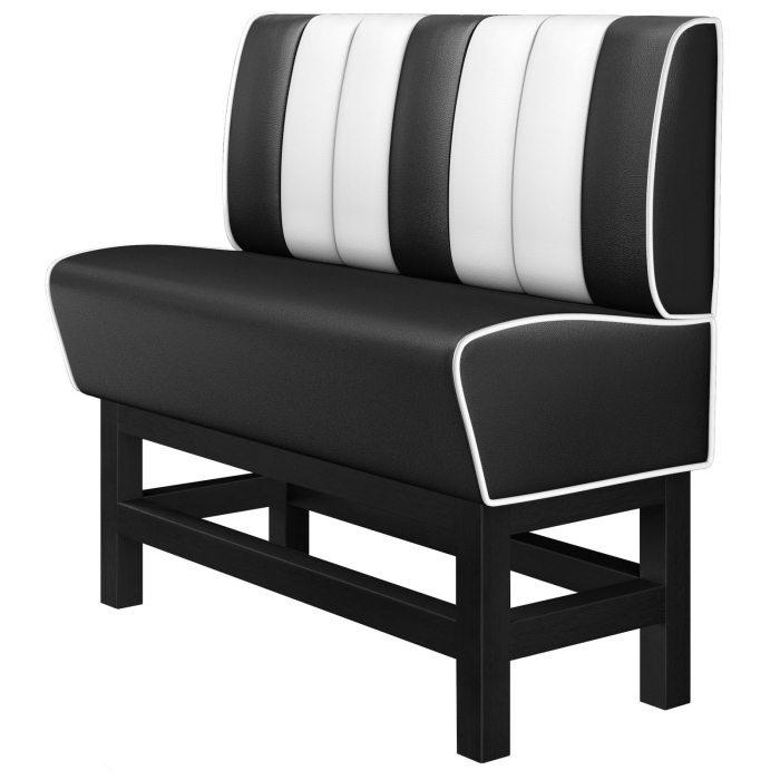 AMERICAN 1 | Hög diner soffa | B:H 160 x 133 cm | Randig | Svart | Läder