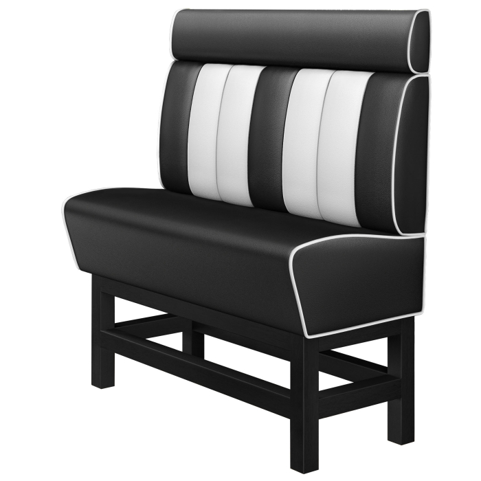 AMERICAN 1 | Hög diner soffa | B:H 200 x 158 cm | Randig | Svart | Läder