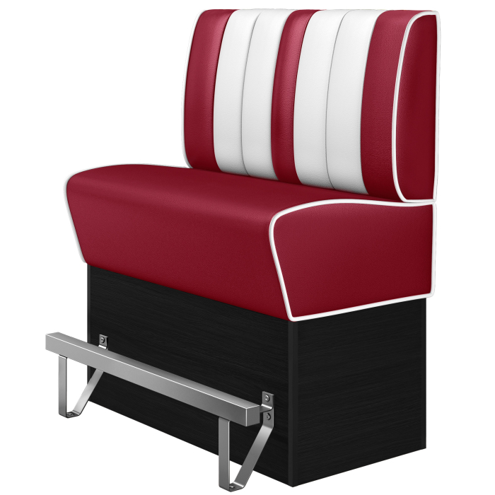 AMERICAN 2 | Hoge Diner Bank | B:H 100 x 133 cm | Gestreept | Rood | Leer