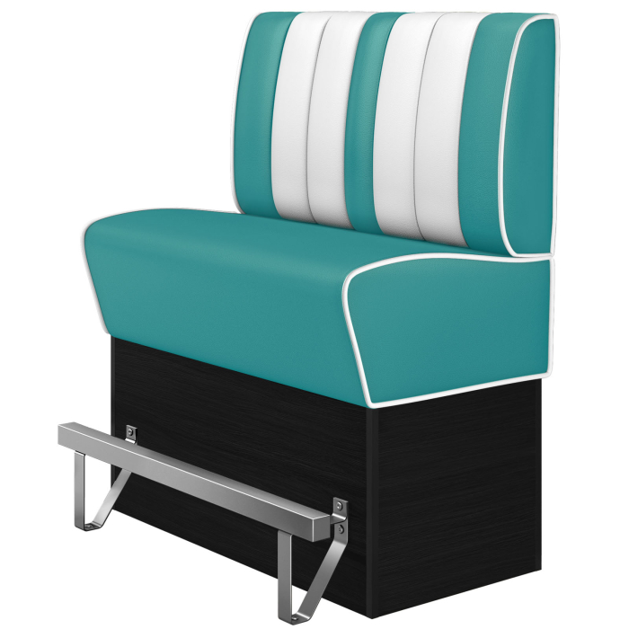 AMERICAN 2 | Diner Hochbank | B:H 100 x 133 cm | Gestreift | Türkis | Leder