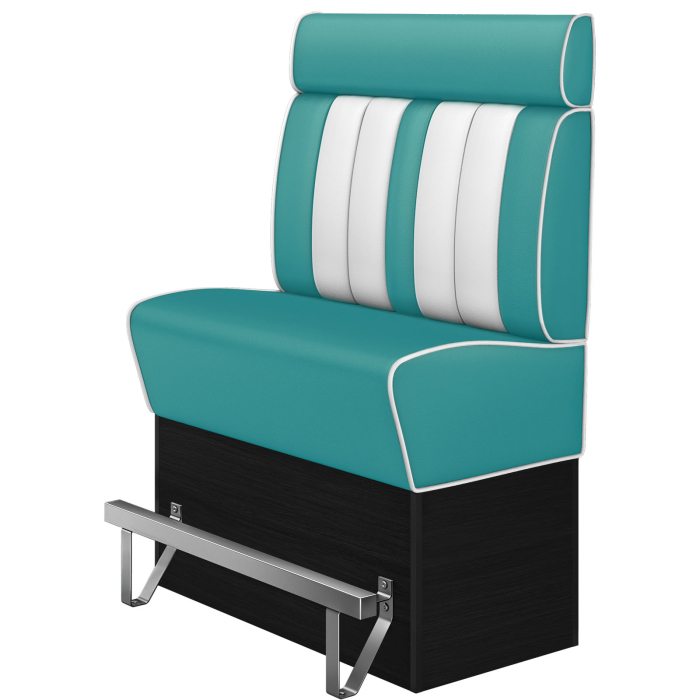 AMERICAN 2 | Diner Hochbank | B:H 100 x 158 cm | Gestreift | Türkis | Leder