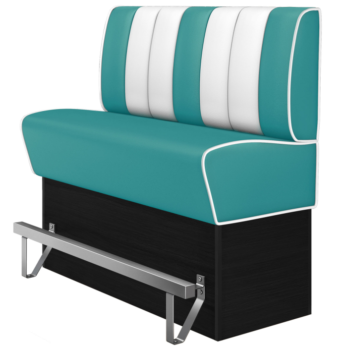 AMERICAN 2 | Diner Hochbank | B:H 140 x 133 cm | Gestreift | Türkis | Leder