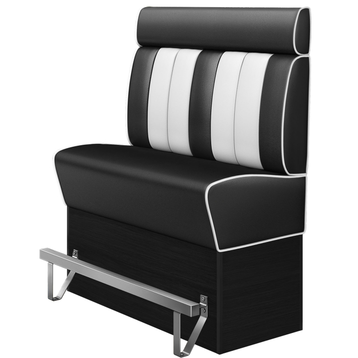 AMERICAN 2 | Diner High Bench | WxH: 160 x 158 cm | Striped | Black | Leather