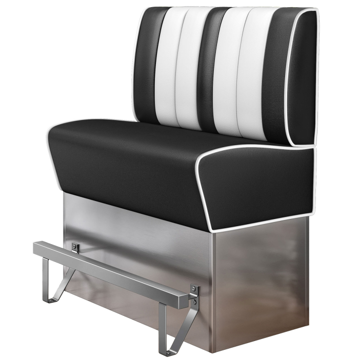 AMERICAN 3 | Hoge Diner Bank | B:H 100 x 133 cm | Gestreept | Zwart | Leer